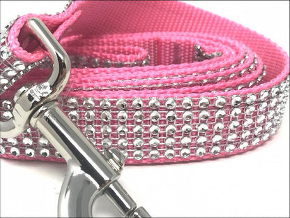 Light Pink, Fancy, Rhinestone, Bling, Sparkly, Dog Leash, For Girls, Lead, Pink, 5 Foot, Small, Medium, Large, Designer, Fashion, 3/4, 1"