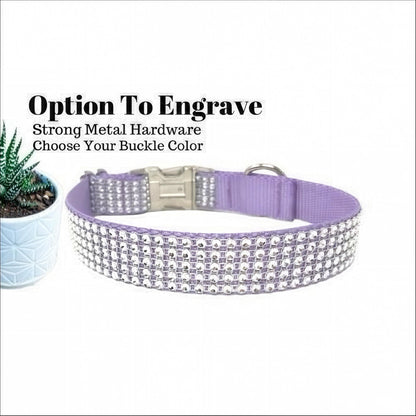 Lilac, Bling, Rhinestone, Girl Dog Collar, Sparkle Puppy Collar, Personalized Pet Collar, Engraved, Custom, Lavender, Wedding, Diamond