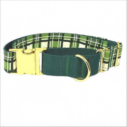 Martingale Collar W/Buckle, Green, Dog Collar Boy, Plaid, Custom Collar, Engraved, Personalize, Designer, Puppy Collar, 1.5" Wide Option