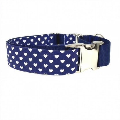 Martingale Dog Collar, Girl, Polka Dot, Blue, Hearts, Love, Puppy Collar, Custom Collar, Engraved Collar, Personalize, Cute, 1.5 Wide