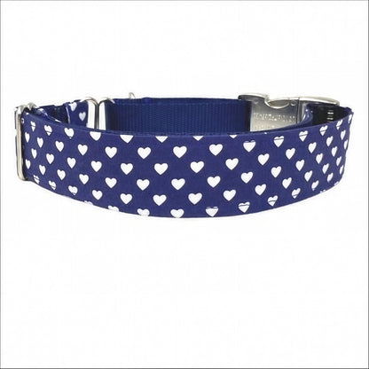 Martingale Dog Collar, Girl, Polka Dot, Blue, Hearts, Love, Puppy Collar, Custom Collar, Engraved Collar, Personalize, Cute, 1.5 Wide