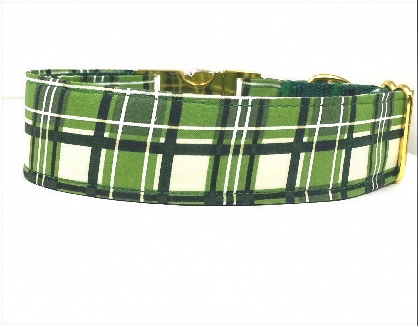 Plaid Dog Collar, Boy, Green, Black, Gold, Male Dog Collar, Personalized, Engraved, Custom Dog Collar, Puppy, Christmas, Wide, Fall, Season