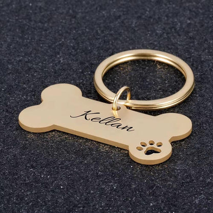 Dog ID Tag, Custom Engraved Dog Name Tag, Quality Dog Tag Personalized Logo, Gold Dog Tag With Name, Phone Numbers for Dogs, Bone Dog Tag
