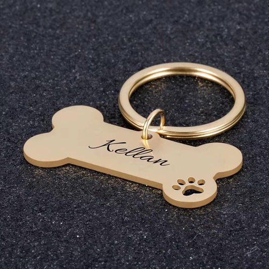 Dog ID Tag, Custom Engraved Dog Name Tag, Quality Dog Tag Personalized Logo, Gold Dog Tag With Name, Phone Numbers for Dogs, Bone Dog Tag