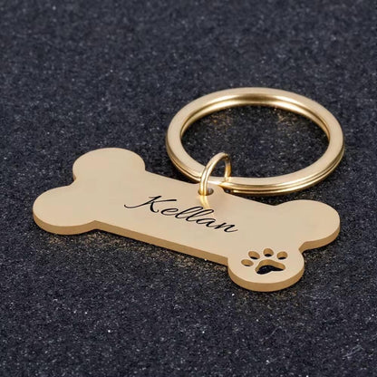 Dog ID Tag, Custom Engraved Dog Name Tag, Quality Dog Tag Personalized Logo, Gold Dog Tag With Name, Phone Numbers for Dogs, Bone Dog Tag