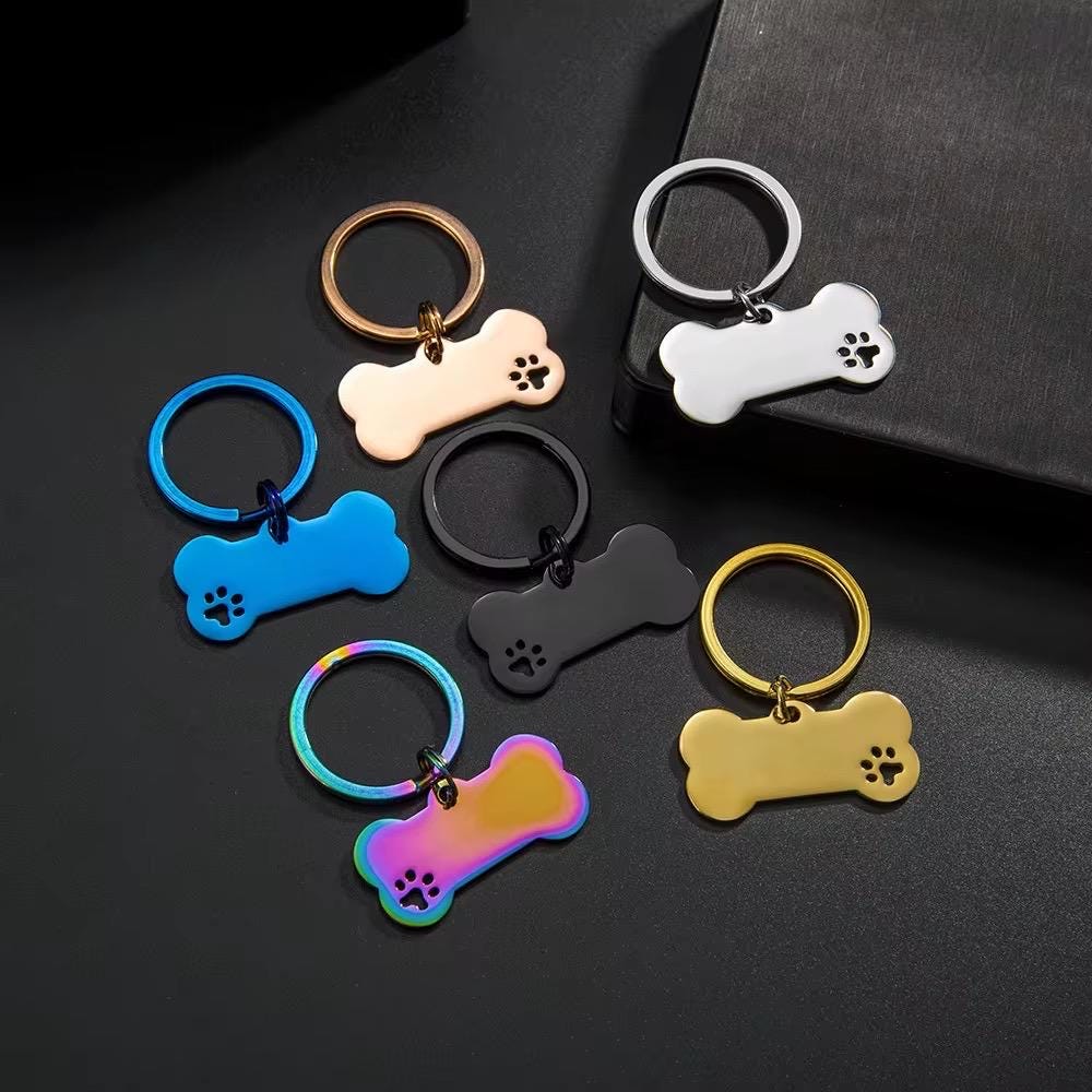 Dog ID Tag, Custom Engraved Dog Name Tag, Quality Dog Tag Personalized Logo, Gold Dog Tag With Name, Phone Numbers for Dogs, Bone Dog Tag