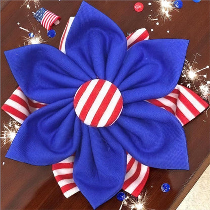 Dog Collar Flower, Red, White, Blue, American, 4th Of July, Independence Day, Patriotic, Dog Collar Flower For Girls, Girly Dog Bow