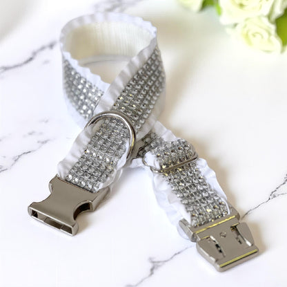 Bling Designer Dog Collar, Sparkle Rhinestones, Girl, Fancy, Personalized, Bedazzled, Grey, Pet, Cat, Engraved, Custom, Diamond, Wedding