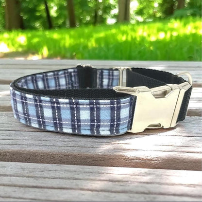 Martingale Dog Collar, W/ Buckle, Teal, Green, Boy, Plaid, Engraved, Personalized, Custom Dog Collar, Puppy Collar, Designer Collar, Big Pup