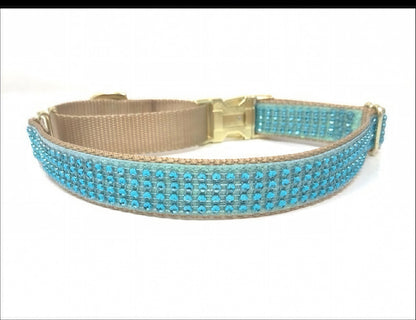 Martingale Dog Collar, With Buckle, Girls, Boys, Male, Female, Teal, Gold, Rhinestone, Glitter, Fancy, Sparkly, Bling, Personalized, Choker