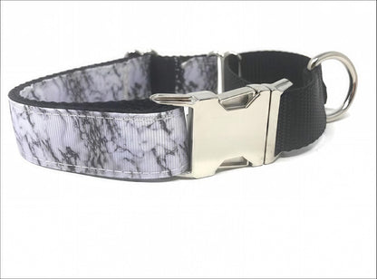 Martingale Dog Collar, With Buckle, Marble Print, Black And White, Boys, Male, Personalized, Engraved, Choker Collar, Greyhound Collar