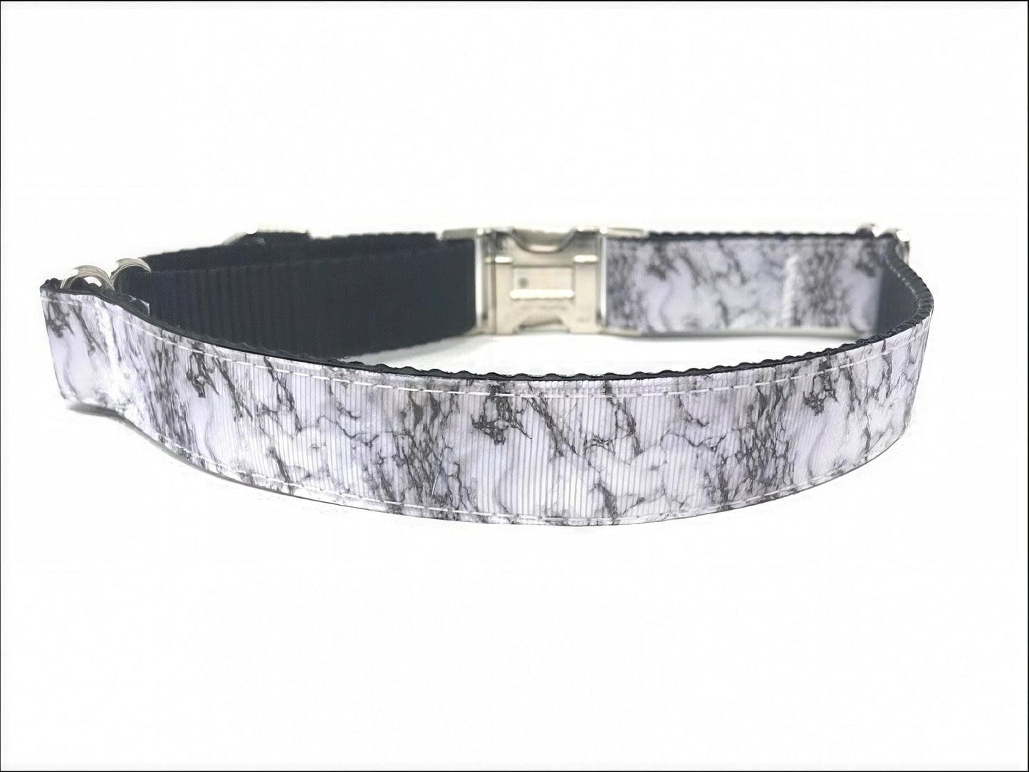 Martingale Dog Collar, With Buckle, Marble Print, Black And White, Boys, Male, Personalized, Engraved, Choker Collar, Greyhound Collar