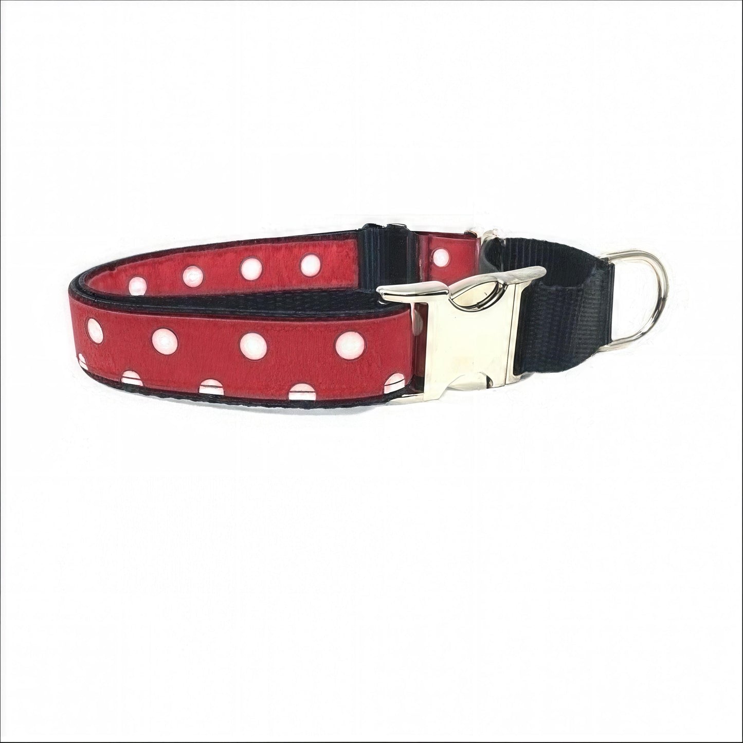 Mickey + Minnie Mouse Inspired, Buckle Martingale Dog Collar, Red, Black, White, Polka Dot, Girl, Boy, Personalized, Engraved, Custom