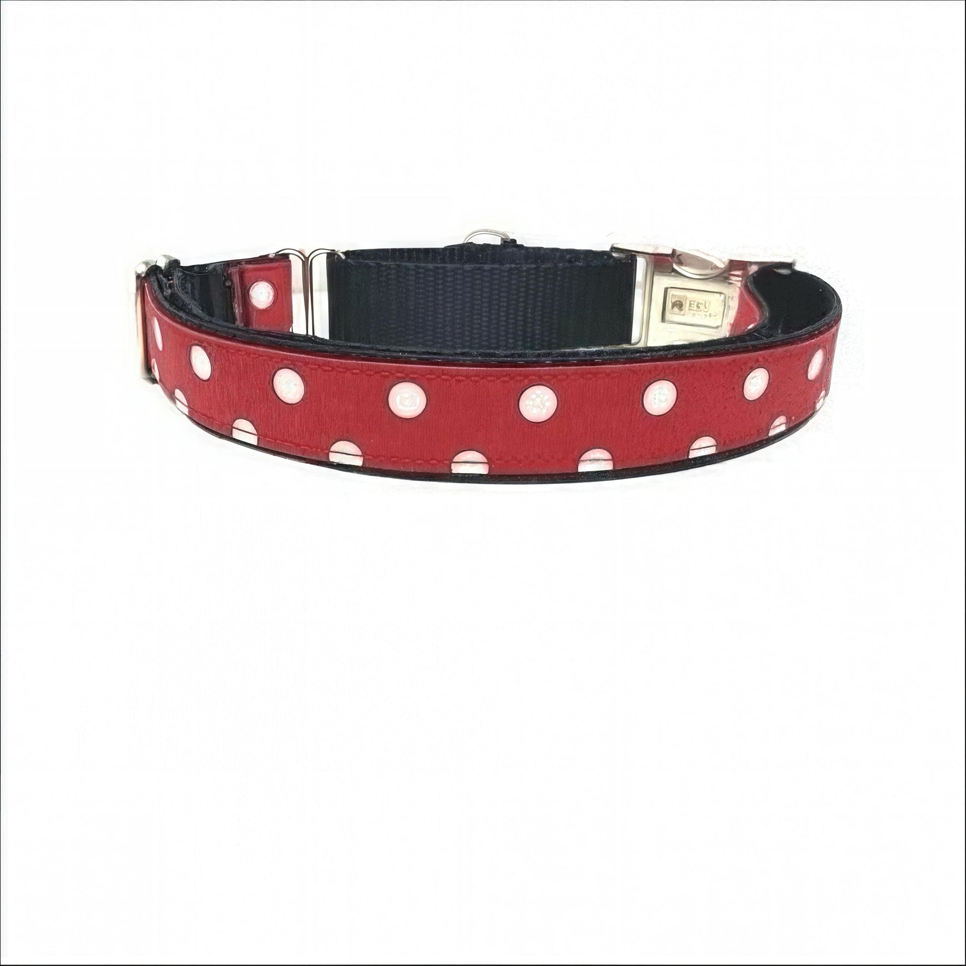 Mickey + Minnie Mouse Inspired, Buckle Martingale Dog Collar, Red, Black, White, Polka Dot, Girl, Boy, Personalized, Engraved, Custom