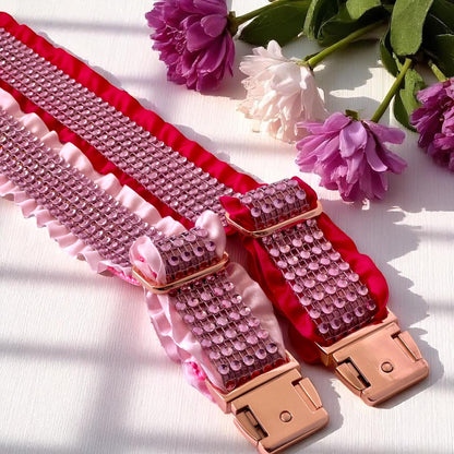 Bling Designer Dog Collar, Sparkle Rhinestones, Girl, Fancy, Personalized, Bedazzled, Grey, Puppy, Pet, Cat, Engraved, Custom, Diamond