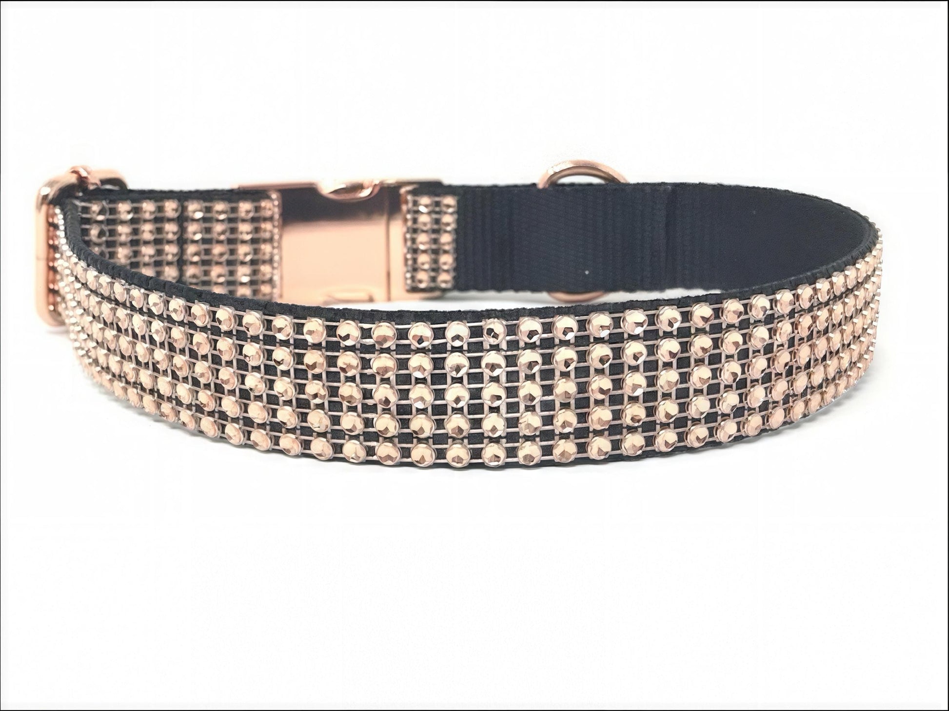 Rose Gold + Black Rhinestone Dog Collar, Girl, Boy, Custom Dog Collar, Personalized, Engraved Dog Collar, Puppy Collar, Small, Large