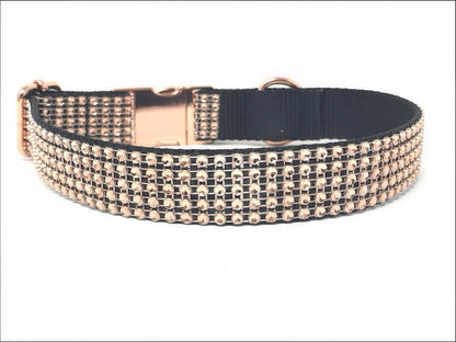 Rose Gold + Black Rhinestone Dog Collar, Girl, Boy, Custom Dog Collar, Personalized, Engraved Dog Collar, Puppy Collar, Small, Large