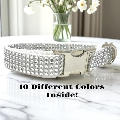 Rhinestone, Bling, Dog Collar, Wedding, White, Sparkle, Puppy, Personalize, Engrave, Custom Collar, Bling Dog Collar, Cute Dog Collar, Girl