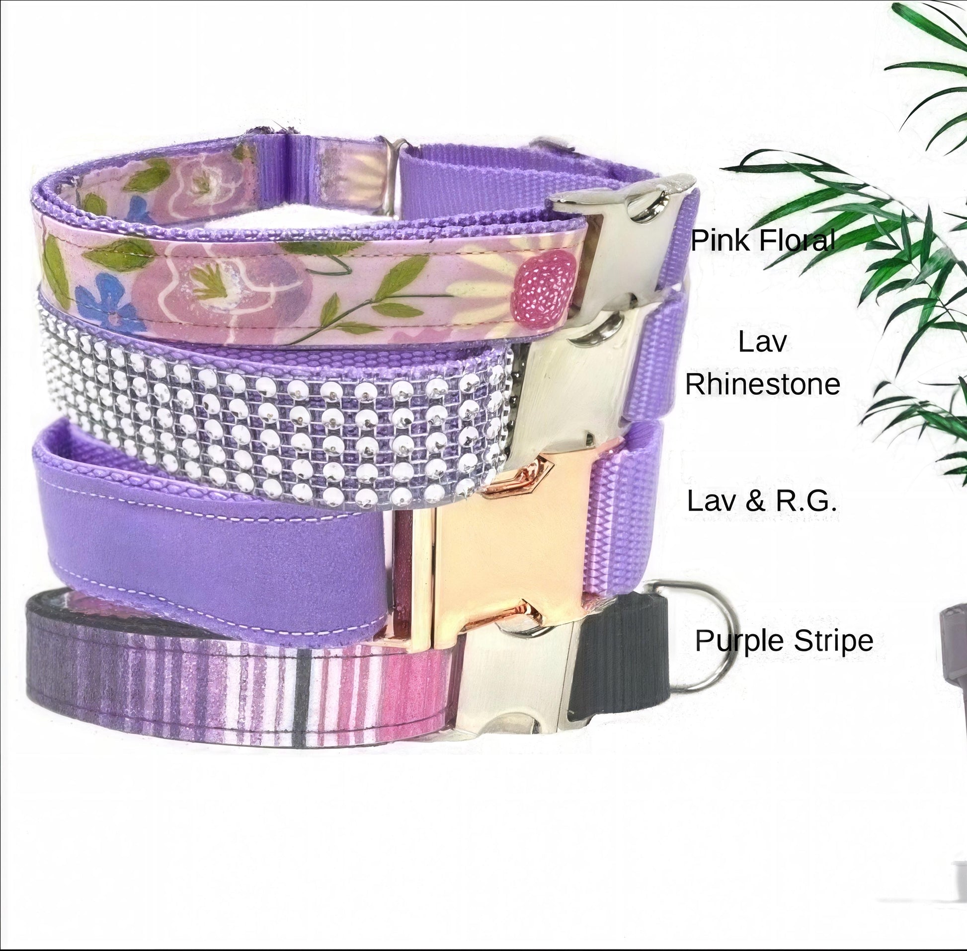 Personalized Option, Lavender, Martingale Dog Collar With Buckle, Custom, Engraved, Greyhound, Floral, Girl, Puppy Collar, Plaid, Rhinestone