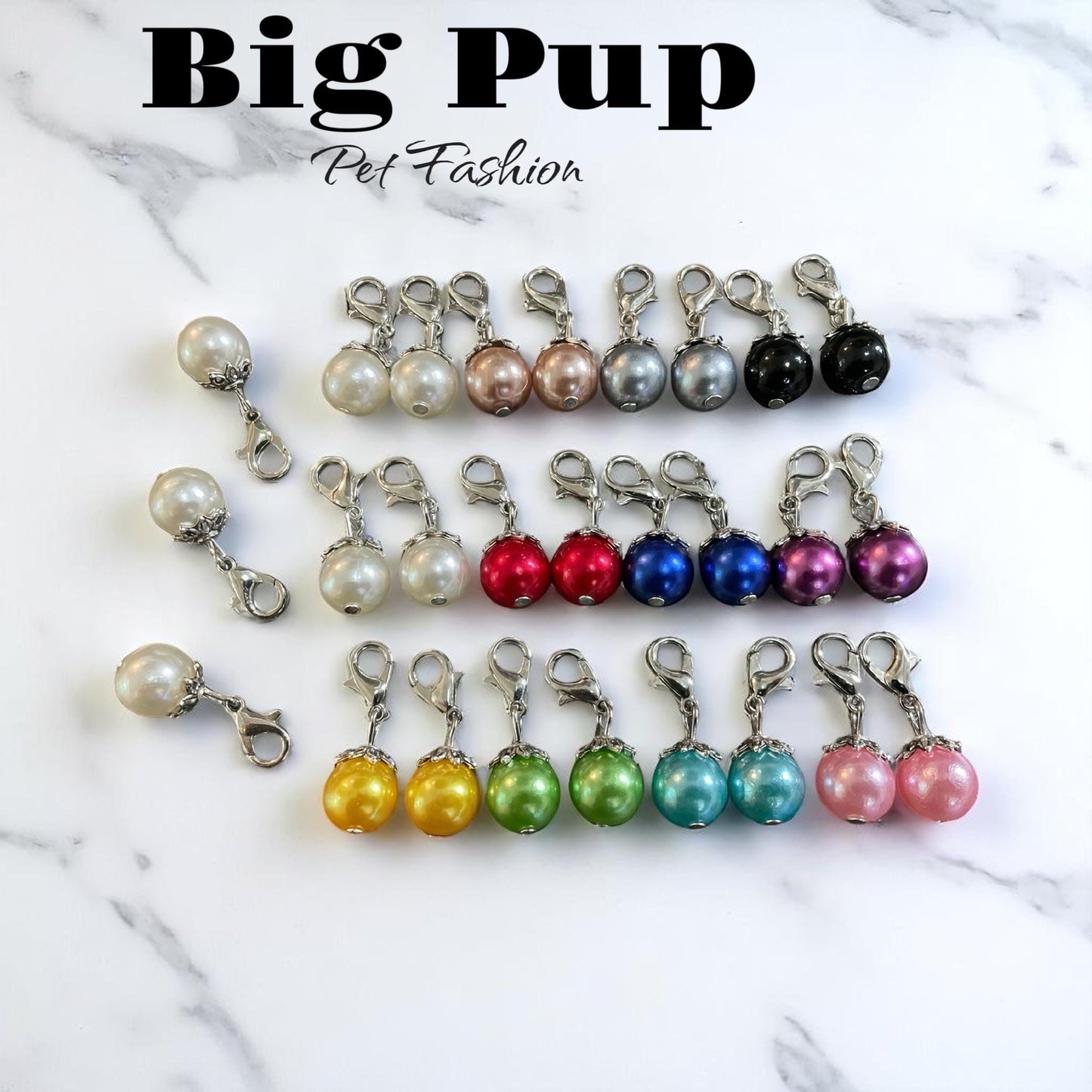 Pearl Dog Collar Charm Clip – Pet Collar Accessories for Dogs & Cats – Bling Jewelry Add-On – Customizable Colors – Cute Pet Charm for Puppy