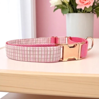 Personalized, Buckle, Martingale Collar, Pink, Plaid, Rose Gold, Girl, Engrave, Custom, Designer Dog Collar, Cute, Greyhound, Whippet