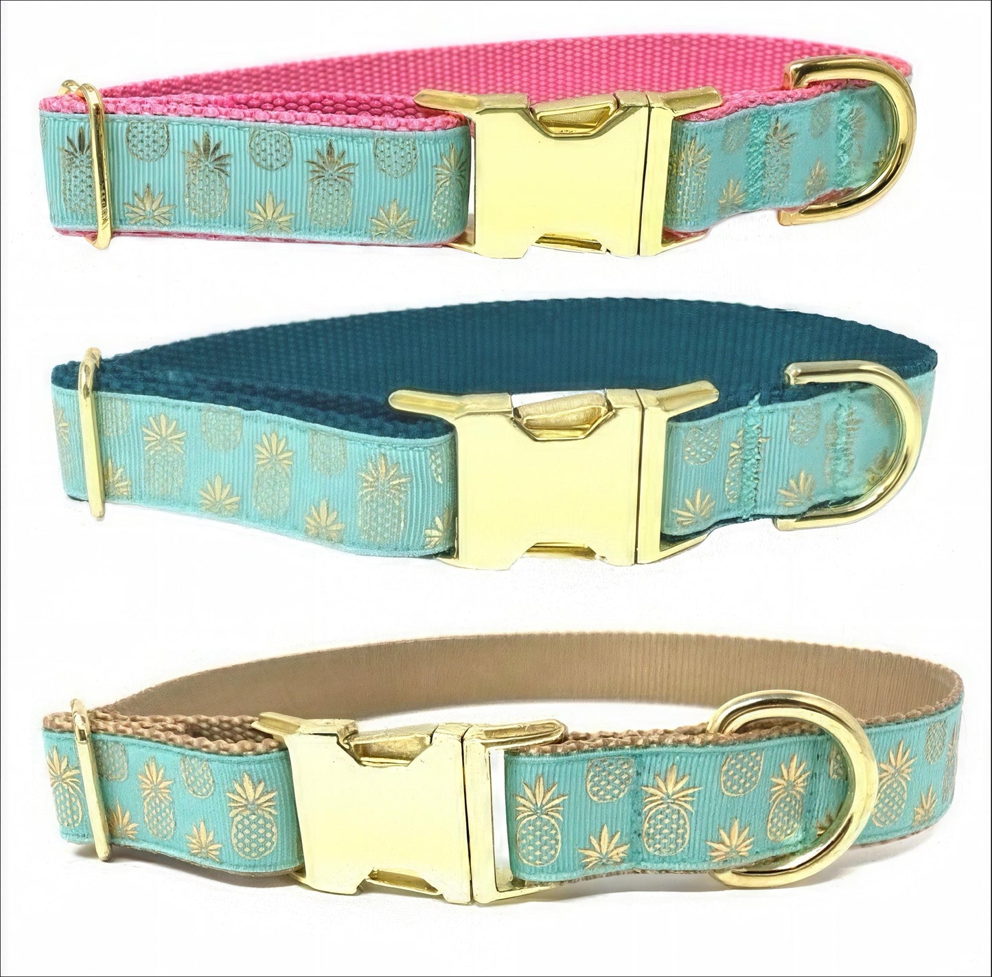 Pineapple, Dog Collar, Girl, Boy, Personalized, Engraved, Custom, Designer, Green, Cute, Puppy, Pink, Teal, Fruit, Summer, Small, Large