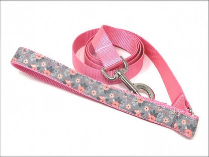 Pink + Grey, Girl, Floral, Buckle Martingale Dog Collar, Whippet, Greyhound, Personalized, Custom, Engraved, Female, Designer, Puppy Collar