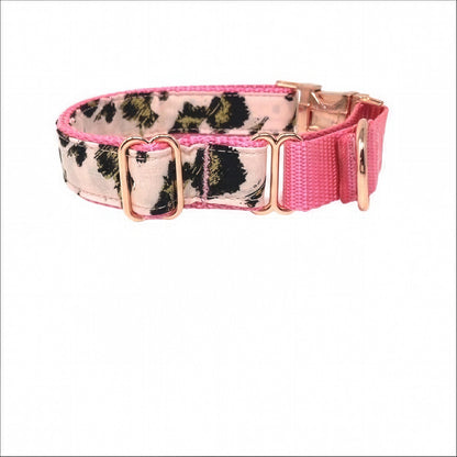 Pink Dog Collar, Leopard Print, Martingale, Buckle, Rose Gold, Gold, Black, Bling, Sparkly, Fancy, Personalized, Engraved, Custom, Cute Dog