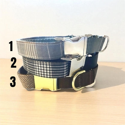 Plaid, Herringbone, Martingale Dog Collar With Buckle, Boy Dog Collar, Puppy Collar, Personalized, Engraved, Custom, Cute, Fall, Autumn