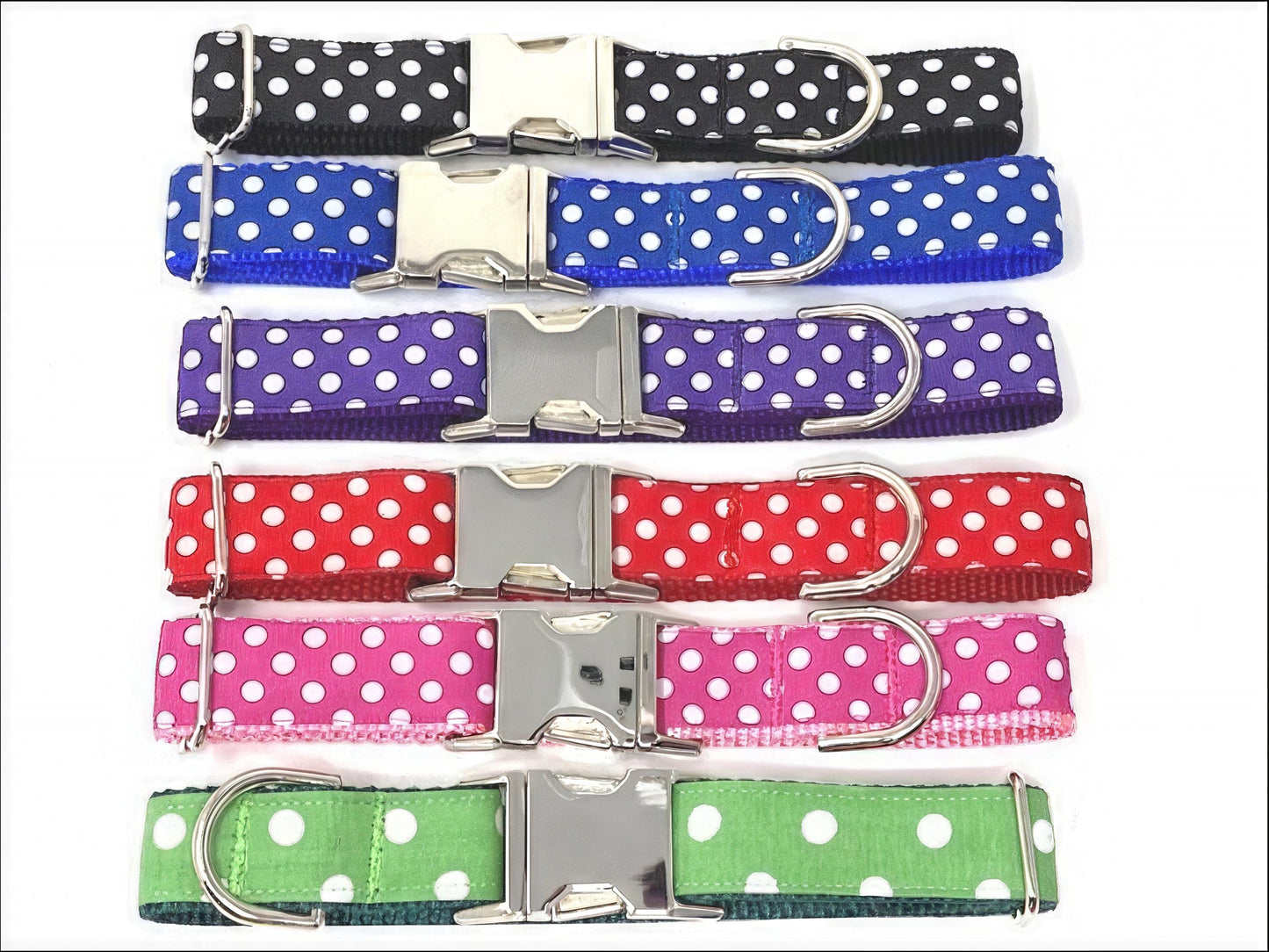 Polka Dot, Dog Collar, Pet Collar, Red, Pink, Black, Blue, Purple, Green, Personalized, Engraved, Custom, Puppy, 5/8, 3/4", 1", 1.5" Wide