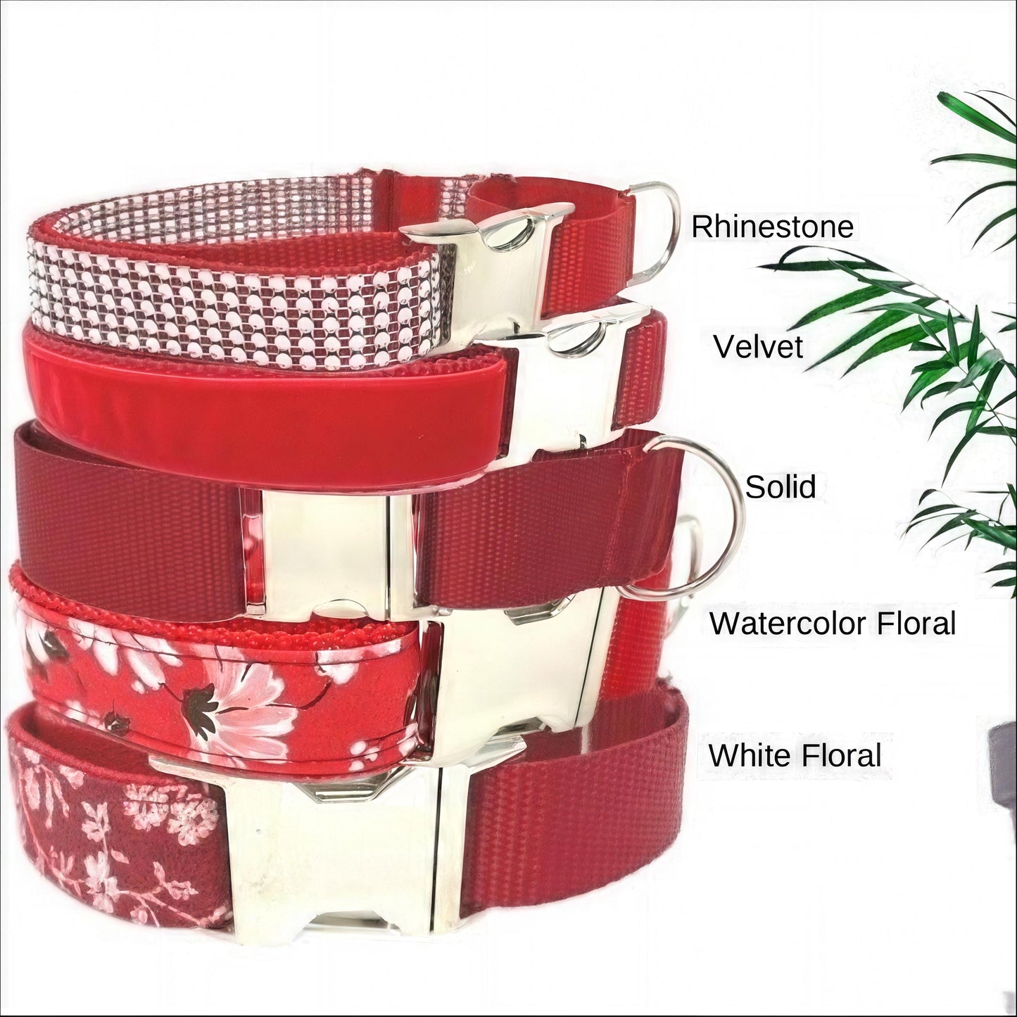 Red Buckle Martingale Dog Collar, Girl, Velvet, Floral, Rhinestone, Custom, Puppy, Engraved, Designer, Greyhound, Personalized, Whippet