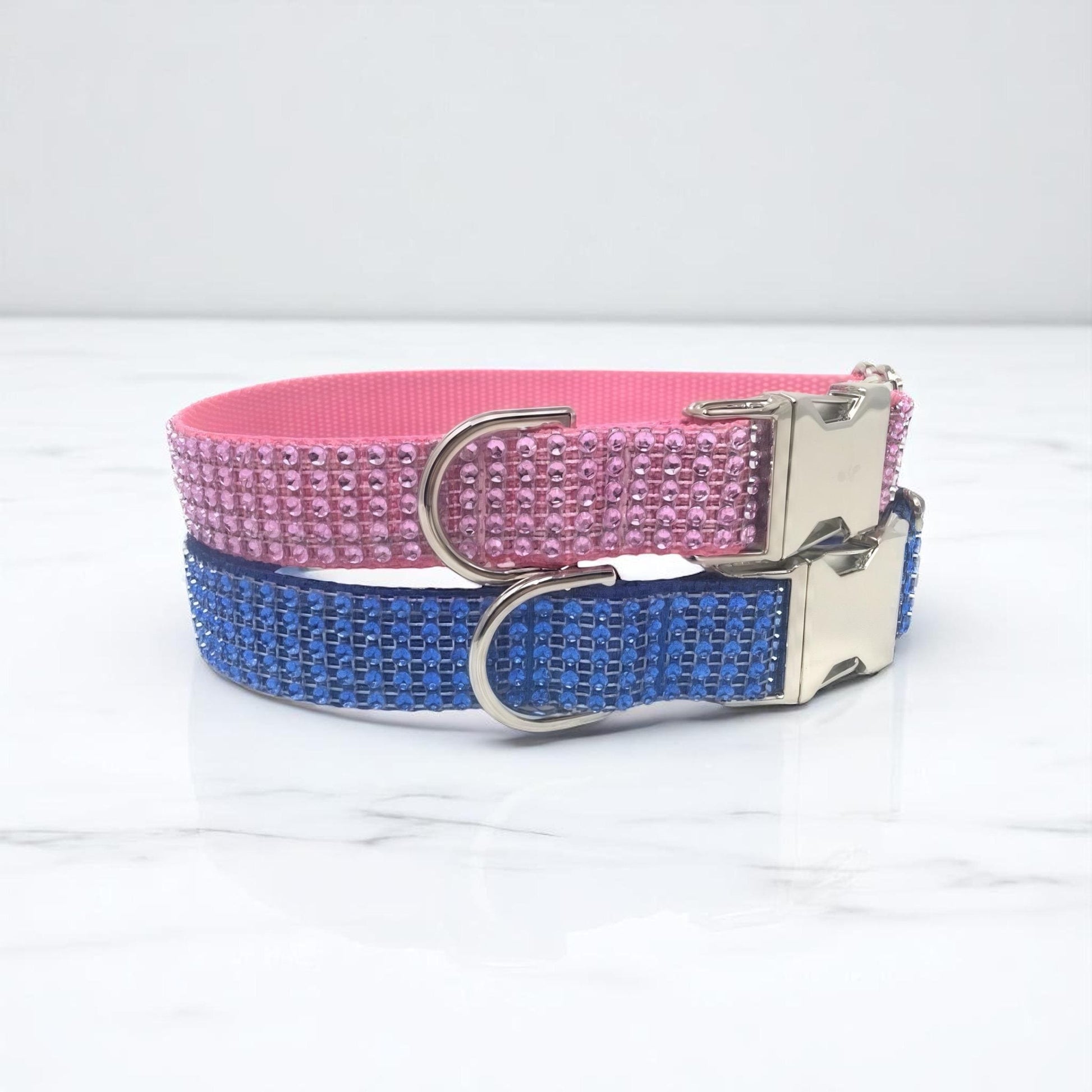 Pink Rhinestone Dog Collar, Blue Rhinestone Dog Collar, Fancy, Bling, Sparkly, Boy, Girl, Personalized, Engraved, Custom, Male, Female, Cat