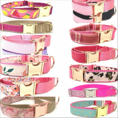 Pink, Personalized, Buckle Martingale Dog Collar, Girl, Custom Dog Collar, Designer, Puppy, Greyhound, Whippet, Fruit, Floral, Plaid, Velvet