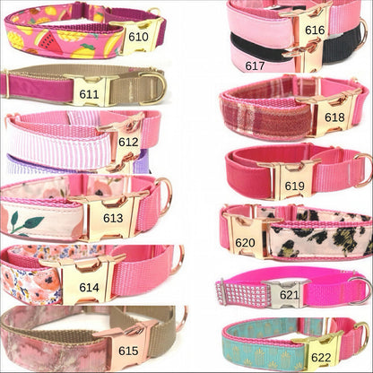 Pink, Personalized, Buckle Martingale Dog Collar, Girl, Custom Dog Collar, Designer, Puppy, Greyhound, Whippet, Fruit, Floral, Plaid, Velvet