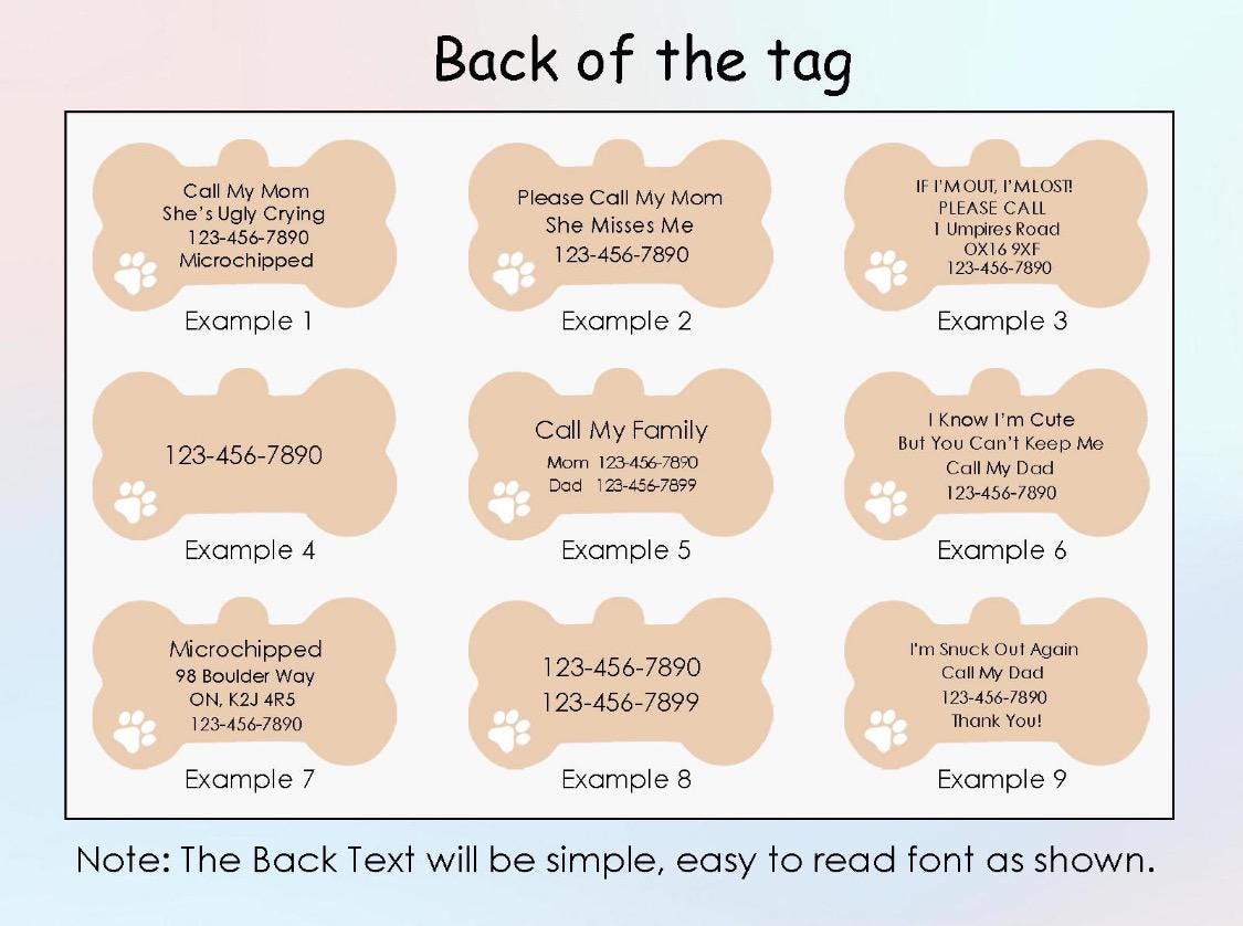 Dog ID Tag, Custom Engraved Dog Name Tag, Quality Dog Tag Personalized Logo, Gold Dog Tag With Name, Phone Numbers for Dogs, Bone Dog Tag