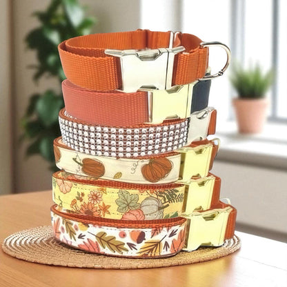 Rhinestone, Buckle, Martingale, Dog Collar, Fall, Orange, Sparkle, Bedazzled, Girl Dog, Wedding Collar, Personalized, Engraved, Custom