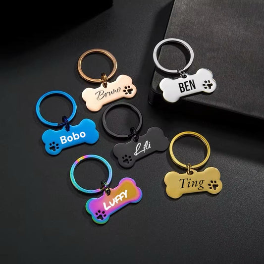 Dog ID Tag, Custom Engraved Dog Name Tag, Quality Dog Tag Personalized Logo, Gold Dog Tag With Name, Phone Numbers for Dogs, Bone Dog Tag