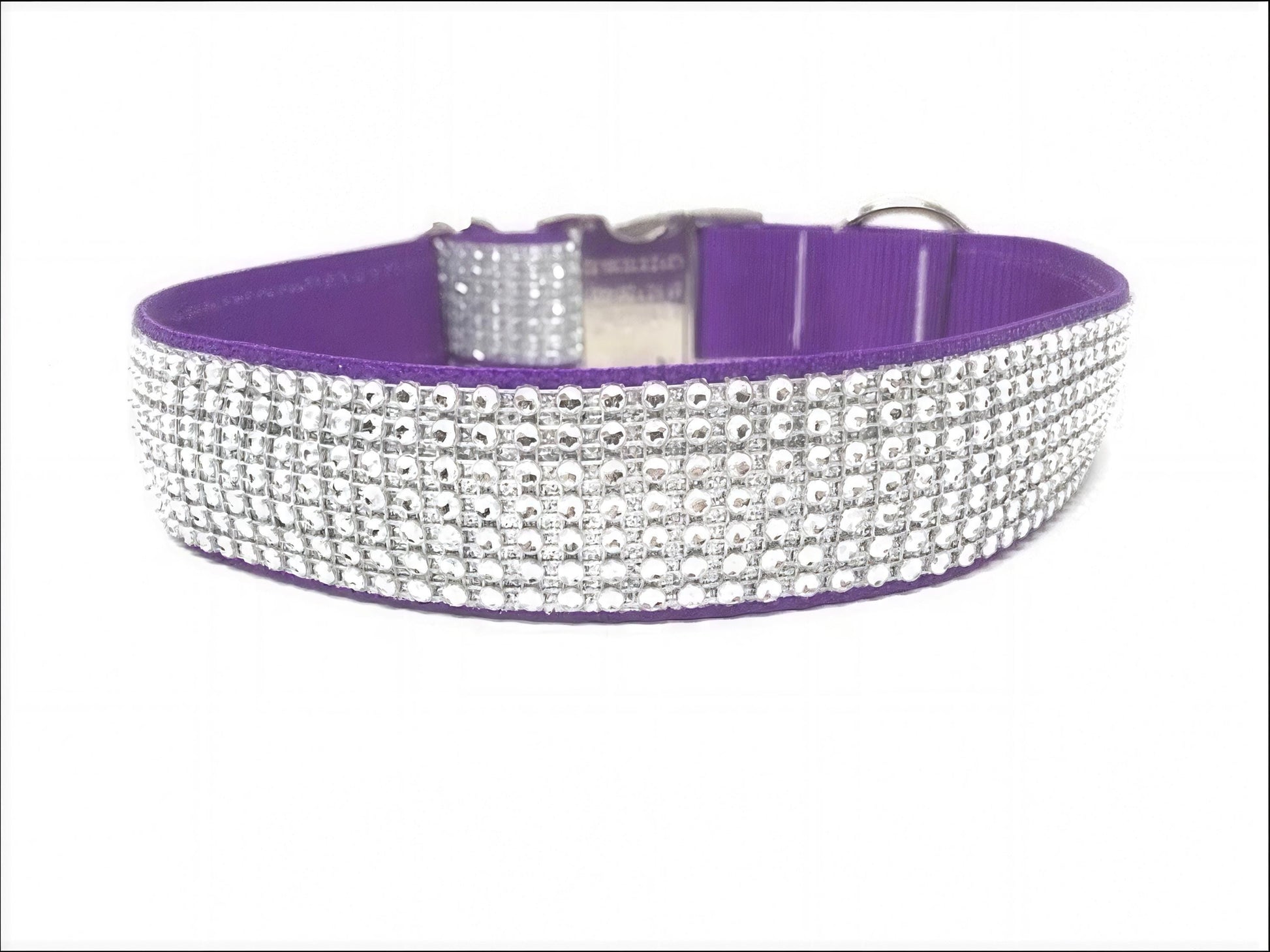 Purple + White Rhinestone + Glitter Dog Collar, Blingy Sparkling Fancy Dog Collar, Personalized Dog Collar, Customized, Engraved Collar