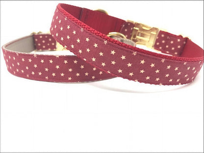 Red + Gold Dog Collar, Patriotic Stars Dog Collar, Western Dog Collar For Boy Or Girl, Personalized Dog Collar, Engraved Dog Collar, Custom