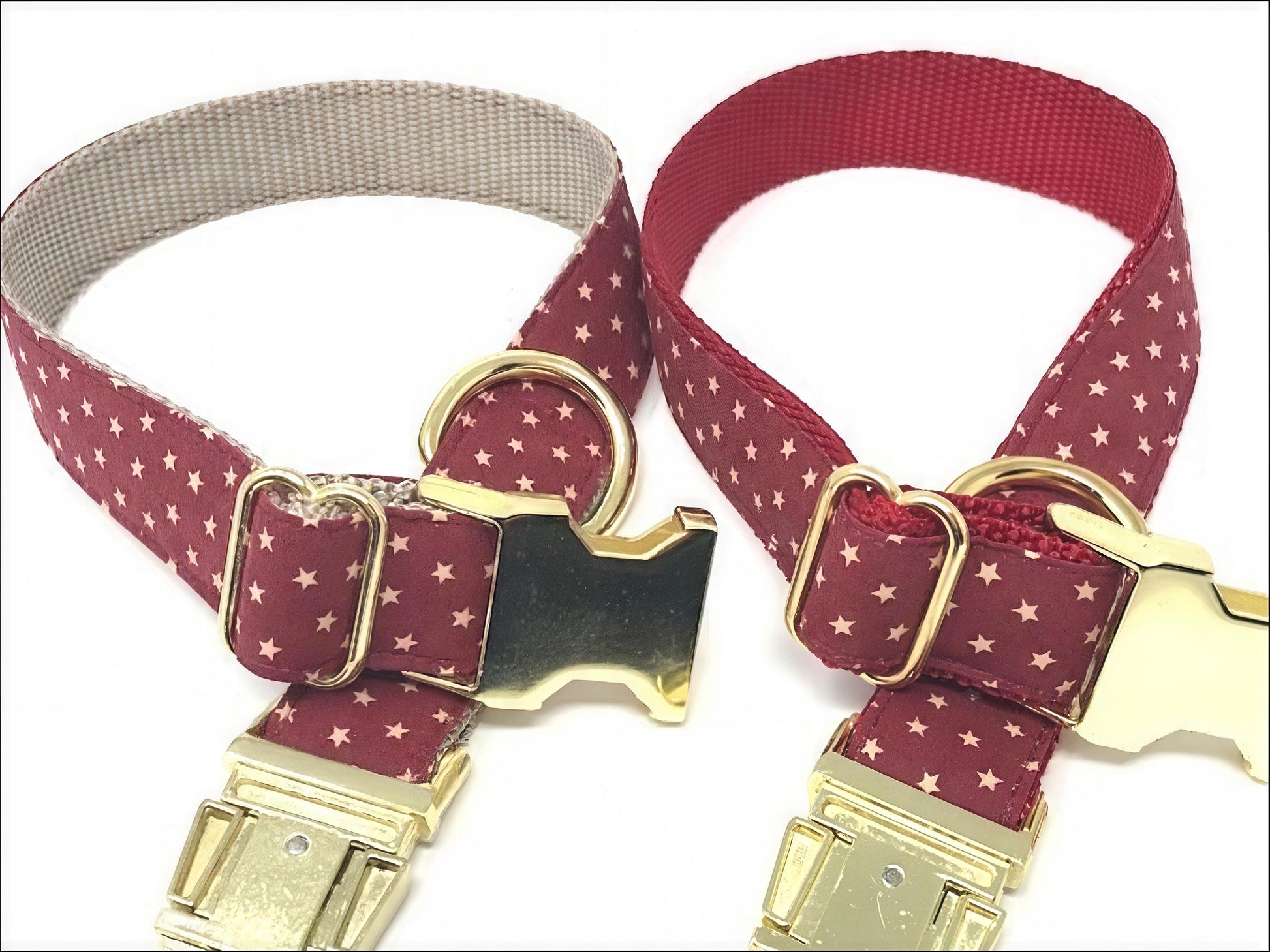 Red + Gold Dog Collar, Patriotic Stars Dog Collar, Western Dog Collar For Boy Or Girl, Personalized Dog Collar, Engraved Dog Collar, Custom