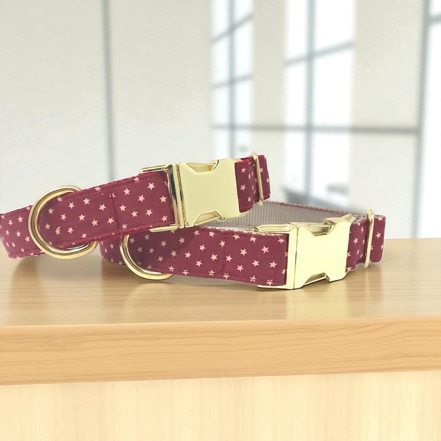 Red + Gold Dog Collar, Patriotic Stars Dog Collar, Western Dog Collar For Boy Or Girl, Personalized Dog Collar, Engraved Dog Collar, Custom