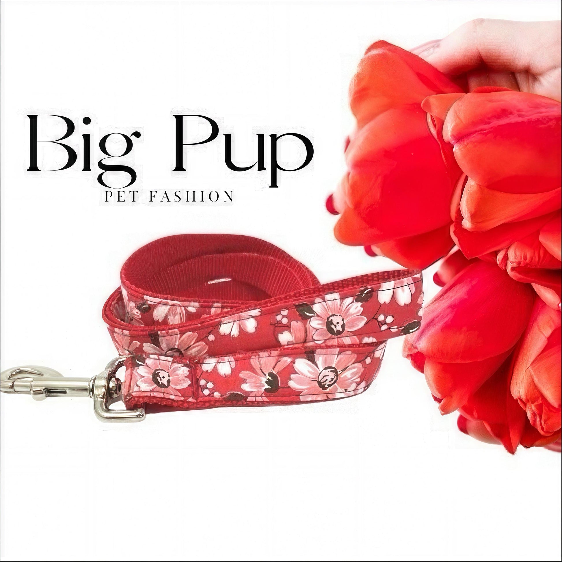 Red Floral Custom, Dog Collar, Girl, Personalized, Engraved, Cute, Designer, Puppy, Cat, Pet, Small, Medium, Large, Fashion, Fabric, Female
