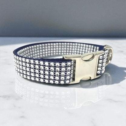 Rhinestone, Bling, Dog Collar, Boy, Wedding, Navy Blue, Sparkle, Puppy, Personalize, Engrave, Custom Collar, Designer Dog, Cute Dog Collar