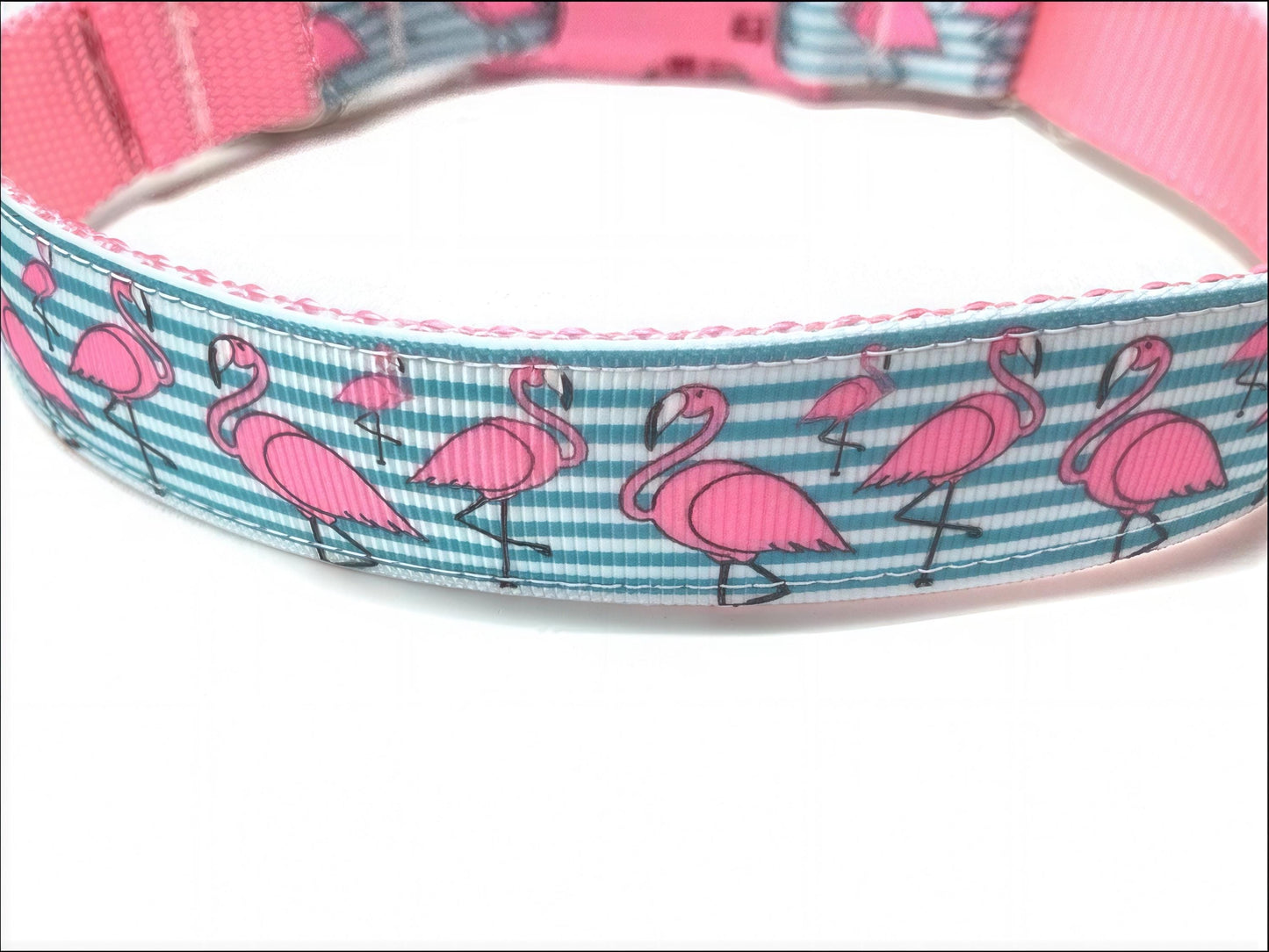 CLEARANCE SALE - Girl Dog Collar, Pink Dog Collar, Flamingo Dog Collar, Animal Print Dog Collar, Stripe Dog Collar, Blue, Teal, Large