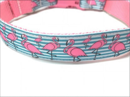 CLEARANCE SALE - Girl Dog Collar, Pink Dog Collar, Flamingo Dog Collar, Animal Print Dog Collar, Stripe Dog Collar, Blue, Teal, Large