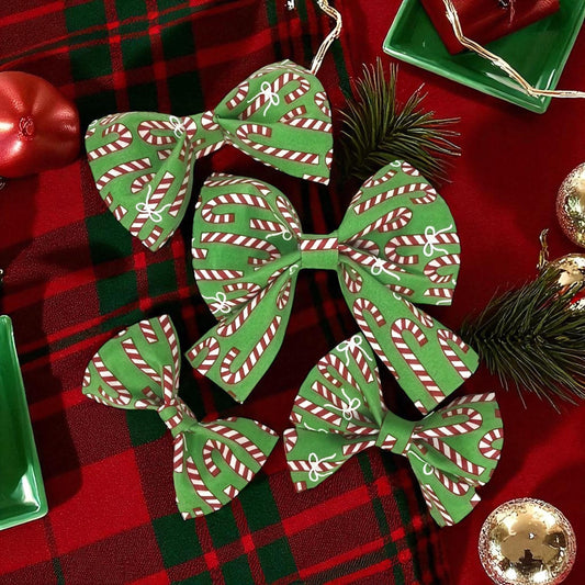 Christmas Dog Collar Bow, Bowtie, Bow Tie, Candy Cane, Red, Green, Holiday, Dog Collar Flower, Pet Bows, Seasonal