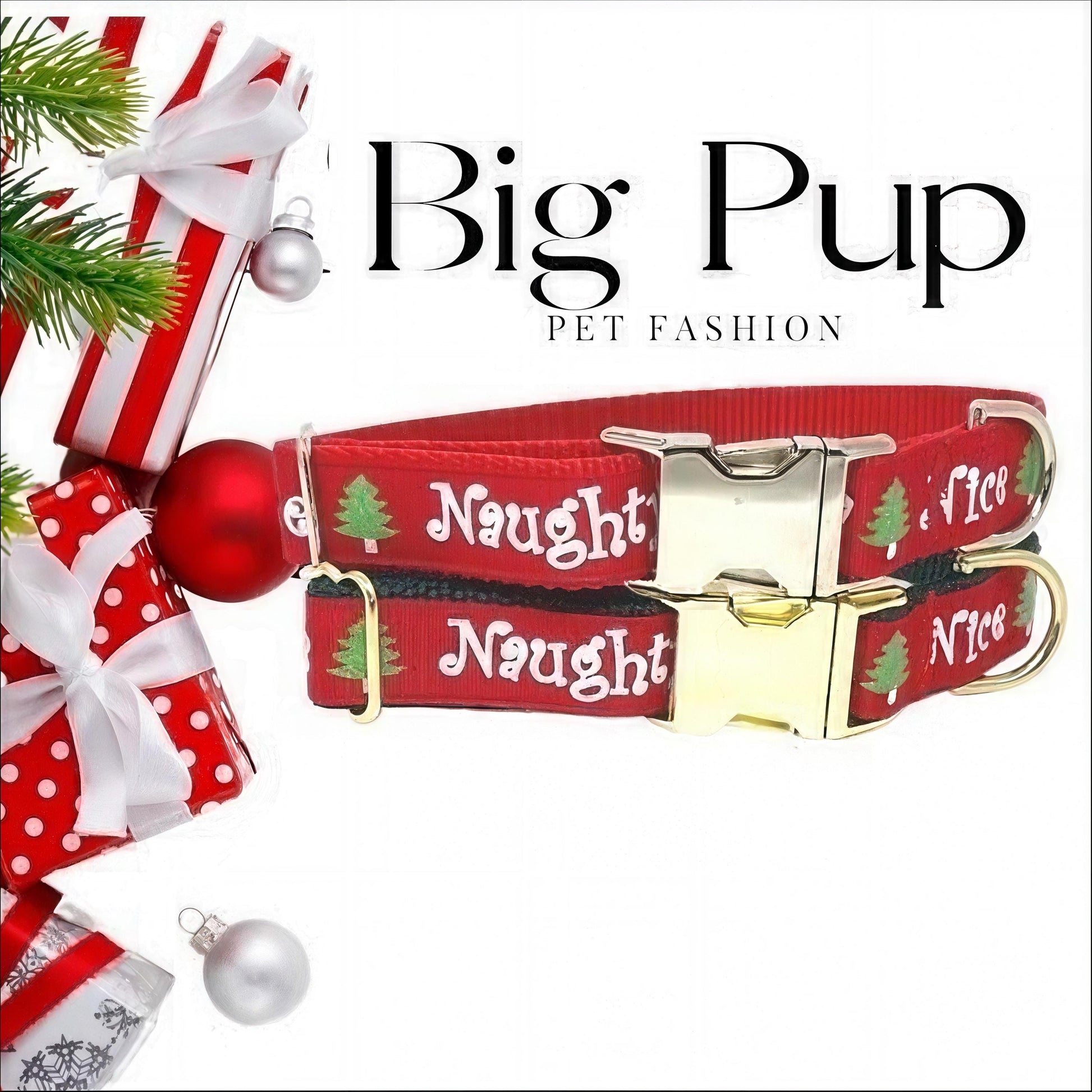 Christmas Holiday Dog Collar, Naughty, Nice, Girls, Boys, Red, Green, Seasonal, Personalized, Engraved, Holiday, Xmas, Puppy, Cute, Flower
