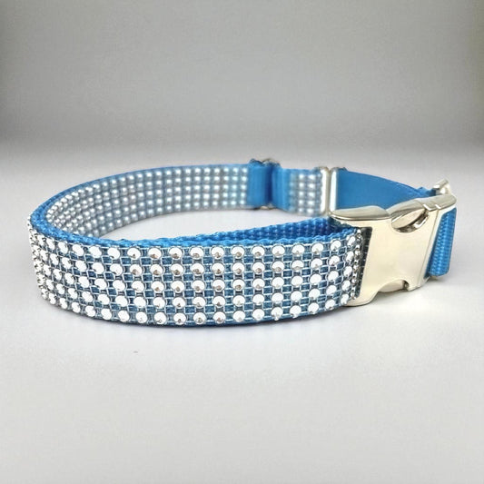 Rhinestone, Buckle, Martingale, Dog Collar, Light Blue, Sparkle, Bedazzled, Girl Dog, Wedding Collar, Personalized, Engraved, Custom, Boy