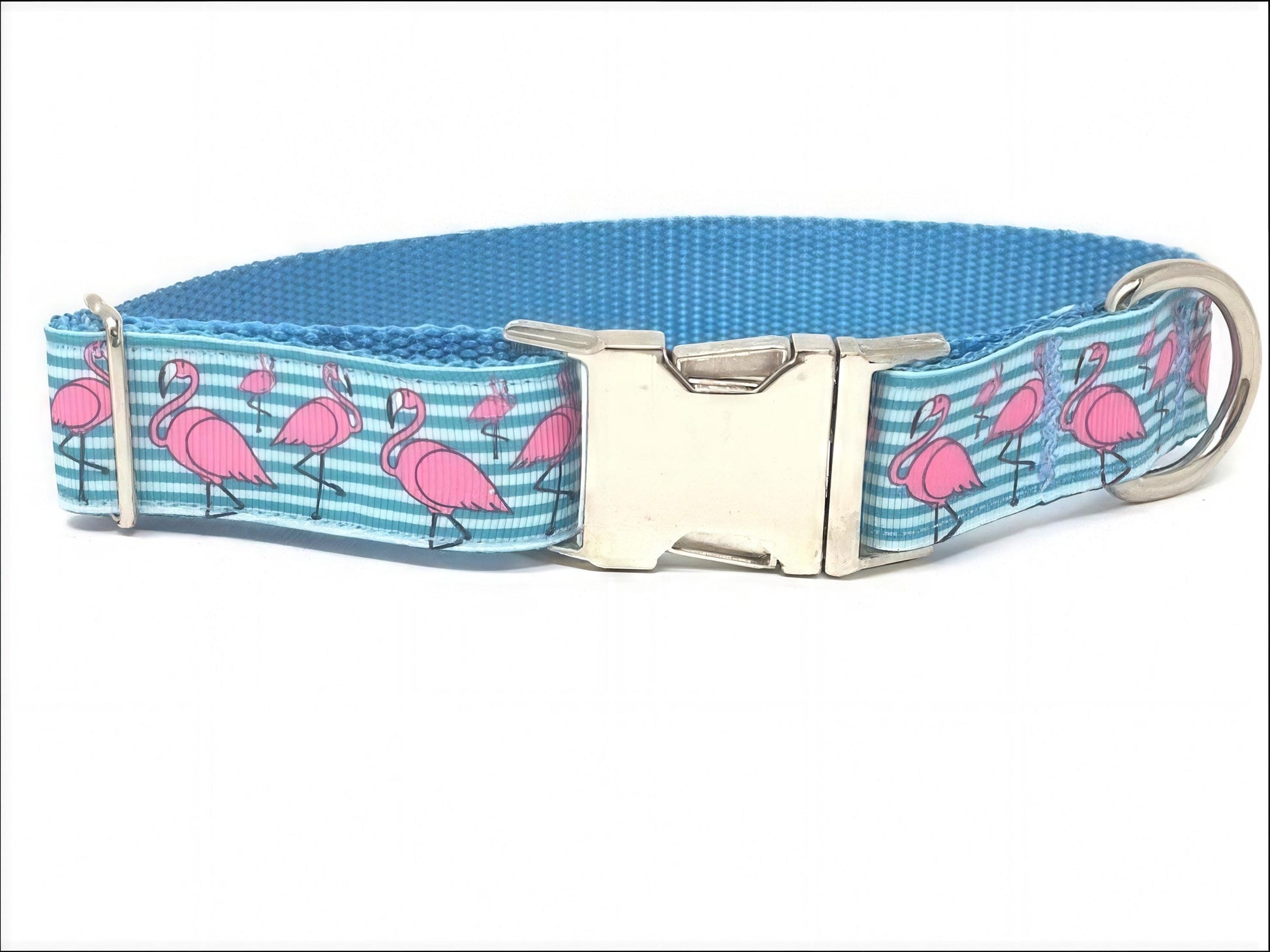 Cute, Blue, White, Pink Flamingo, Stripe, Dog Collar For Girls / Boys, Personalized, Trendy, striped, male, female