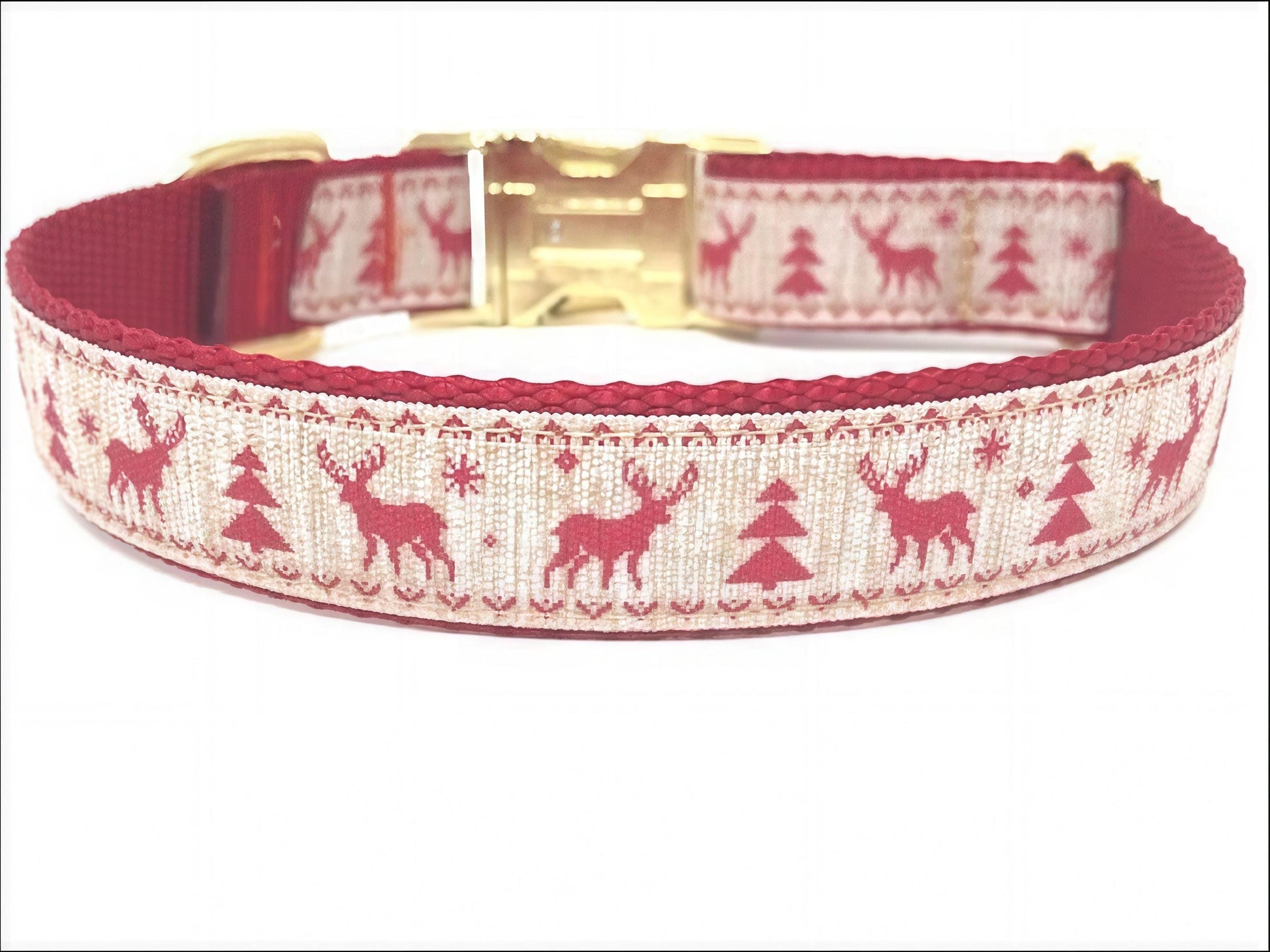 Christmas Dog Collar, Rustic, Reindeer, Christmas Tree, Red, Gold, Girls, Boys, Male, Female, Personalized, Engraved, Beige, Trendy, Fashion